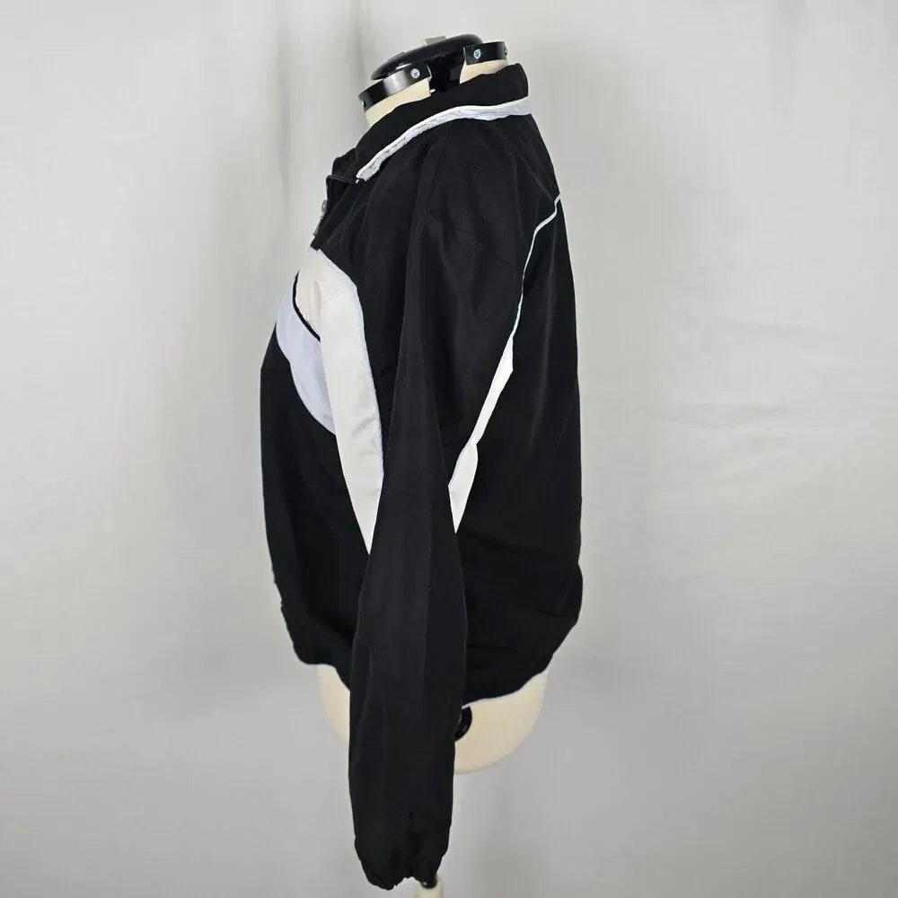 Dunlop Jacket Men's XL Black White Colorbolck Full Zip Up Collar Windbreaker